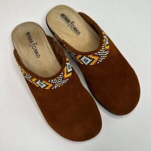 Minnetonka Suede Clogs with Beading